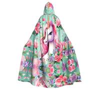 POEZJZW Pink Unicorn Pattern Hooded Cloak Robe Costume For Adult Men Women Christmas Hoodies Cape Cosplay Costumes