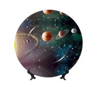 POEZJZW Planet Space Solar System Printing Decorative Plate, 10in for Living Room Decor, Entryway Art, Gift for Home