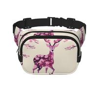 Poezjzw Plum Blossom Deer Travel Waist Bag Suitable For Running, Cycling And Outdoor Adventures, Store Mobile Phones And Credit Cards, Black, One Size