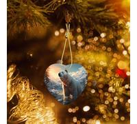 Poezjzw Polar Bear In Winter Pattern Christmas Ceramic Pendant Decorations Suitable For Home Shopping Malls And Holiday Celebrations