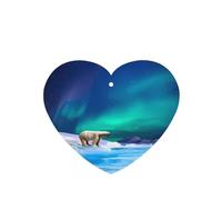 Poezjzw Polar Bears Northern Lights Pattern Car Air Fresheners 6 Pcs Heart Shape Hanging Aromatherapy Tablets Scented Fresheners For Bedroom Closet Shoe