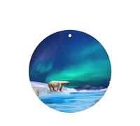 Poezjzw Polar Bears Northern Lights Pattern Car Air Fresheners 6 Pcs Round Shape Hanging Aromatherapy Tablets Scented Fresheners For Bedroom Closet Shoe
