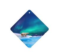 Poezjzw Polar Bears Northern Lights Pattern Car Air Fresheners 6 Pcs Square Hanging Aromatherapy Tablets Scented Fresheners For Bedroom Closet Shoe