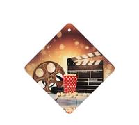 Poezjzw Popcorn And Film Equipment Pattern Car Air Fresheners 6 Pcs Square Hanging Aromatherapy Tablets Scented Fresheners For Bedroom Closet Shoe