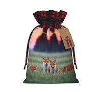 POEZJZW Prairie Fox Drawstring Gift Bag Snack Bag Candy Bag, Perfect For Celebration Christmas Birthdays, Parties Etc