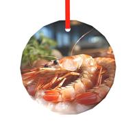 Poezjzw Prawns Pattern Christmas Glass Pendant Decorations Suitable for Home Shopping Malls and Holiday Celebrations