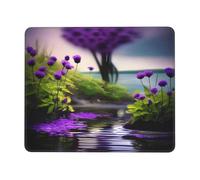 POEZJZW Purple Blooms Pattern Mouse Pad Non-Slip Rubber Stitched Edges Waterproof Gaming Mouse Mat for Desk Gaming Work Wireless Mice 7.9 X 9.5 in