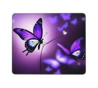 POEZJZW Purple Butterfly Pattern Mouse Pad Non-Slip Rubber Stitched Edges Waterproof Gaming Mouse Mat for Desk Gaming Work Wireless Mice 7.9 X 9.5 in