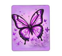 POEZJZW Purple Butterfly Pattern Mouse Pad, Portable Office Non-Slip Rubber Base Wireless Mouse Pad for Office Laptop Computer Pc 7.9 X 9.5 in