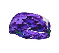 Poezjzw Purple Floral Pattern Sports Headband Suitable For Running Yoga Elasticated Moisture Wicking Hairband
