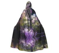 POEZJZW Purple Flowers In Bloom Pattern Hooded Cloak Robe Costume For Adult Men Women Christmas Hoodies Cape Cosplay Costumes
