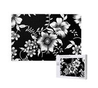 Poezjzw Puzzles For Adults 1000 Pieces Suitable For Family Leisure And Improving Hands-On Ability Black With Flower Pattern