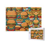 Poezjzw Puzzles For Adults 1000 Pieces Suitable For Family Leisure And Improving Hands-On Ability Cute Burger Fries Pattern