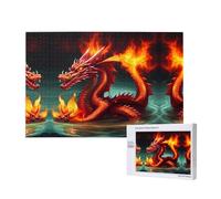 Poezjzw Puzzles For Adults 1000 Pieces Suitable For Family Leisure And Improving Hands-On Ability Dragon King In Fire Pattern