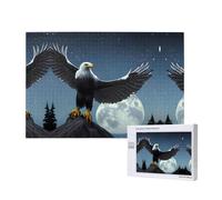Poezjzw Puzzles For Adults 1000 Pieces Suitable For Family Leisure And Improving Hands-On Ability Eagle Under The Stars Pattern