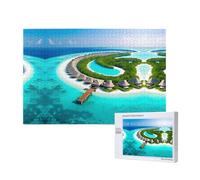 Poezjzw Puzzles For Adults 1000 Pieces Suitable For Family Leisure And Improving Hands-On Ability Maldives Scenery Pattern