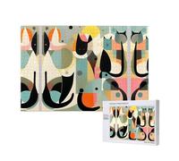 Poezjzw Puzzles For Adults 1000 Pieces Suitable For Family Leisure And Improving Hands-On Ability Mid-Century Modern Art Cat Pattern