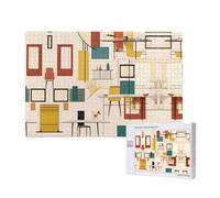 Poezjzw Puzzles For Adults 1000 Pieces Suitable For Family Leisure And Improving Hands-On Ability Mid Century Modern Pattern