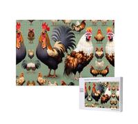 Poezjzw Puzzles For Adults 1000 Pieces Suitable For Family Leisure And Improving Hands-On Ability Rooster And Chicken Pattern