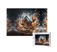 Poezjzw Puzzles For Adults 1000 Pieces Suitable For Family Leisure And Improving Hands-On Ability Rugby On Fire Pattern