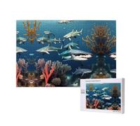 Poezjzw Puzzles For Adults 1000 Pieces Suitable For Family Leisure And Improving Hands-On Ability Sharks Under The Sea Pattern