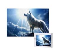 Poezjzw Puzzles For Adults 1000 Pieces Suitable For Family Leisure And Improving Hands-On Ability Snow Wolf At The Peak Pattern