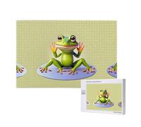 Poezjzw Puzzles For Adults 1000 Pieces Suitable For Family Leisure And Improving Hands-On Ability The Funny Frog Doing Yoga Pattern