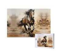 Poezjzw Puzzles For Adults 1000 Pieces Suitable For Family Leisure And Improving Hands-On Ability Western Horse Pattern