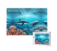 Poezjzw Puzzles For Adults 1000 Pieces Suitable For Family Leisure And Improving Hands-On Ability Whales Under The Sea Pattern