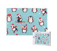 Poezjzw Puzzles For Adults 1000 Pieces Suitable For Family Leisure And Improving Hands-On Ability Winter Christmas Penguins Pattern