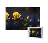 Poezjzw Puzzles For Adults 1000 Pieces Suitable For Family Leisure And Improving Hands-On Ability Yellow Roses Starry Night Pattern