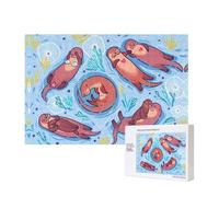 Poezjzw Puzzles For Adults 300 Pieces Suitable For Family Leisure And Improving Hands-On Ability Animal Cute Brown Otters Pattern