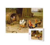 Poezjzw Puzzles For Adults 300 Pieces Suitable For Family Leisure And Improving Hands-On Ability Chicken And Rooster Print Pattern