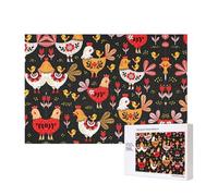 Poezjzw Puzzles For Adults 300 Pieces Suitable For Family Leisure And Improving Hands-On Ability Cute Rooster Chickens Pattern