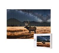 Poezjzw Puzzles For Adults 300 Pieces Suitable For Family Leisure And Improving Hands-On Ability Elk In The Meadow Pattern