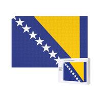 Poezjzw Puzzles For Adults 300 Pieces Suitable For Family Leisure And Improving Hands-On Ability Flag Of Bosnia And Herzegovina Pattern