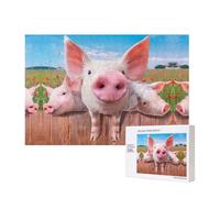 Poezjzw Puzzles For Adults 300 Pieces Suitable For Family Leisure And Improving Hands-On Ability Funny Cute Pig Pattern