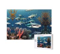 Poezjzw Puzzles For Adults 300 Pieces Suitable For Family Leisure And Improving Hands-On Ability Sharks Under The Sea Pattern