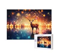 Poezjzw Puzzles For Adults 300 Pieces Suitable For Family Leisure And Improving Hands-On Ability Spirit Deer In The Starlight Pattern