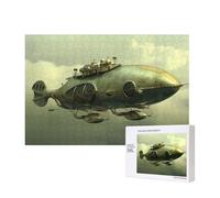 Poezjzw Puzzles For Adults 300 Pieces Suitable For Family Leisure And Improving Hands-On Ability Steam Whale Airship Pattern