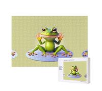 Poezjzw Puzzles For Adults 300 Pieces Suitable For Family Leisure And Improving Hands-On Ability The Funny Frog Doing Yoga Pattern