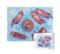 Poezjzw Puzzles For Adults 500 Pieces Suitable For Family Leisure And Improving Hands-On Ability Animal Cute Brown Otters Pattern
