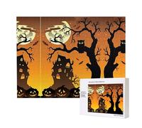 Poezjzw Puzzles For Adults 500 Pieces Suitable For Family Leisure And Improving Hands-On Ability Black Tree Owl Pumpkin Head Pattern