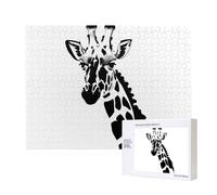 Poezjzw Puzzles For Adults 500 Pieces Suitable For Family Leisure And Improving Hands-On Ability Black And White Giraffe Pattern