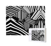 Poezjzw Puzzles For Adults 500 Pieces Suitable For Family Leisure And Improving Hands-On Ability Black And White Geometric Lines Pattern