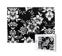 Poezjzw Puzzles For Adults 500 Pieces Suitable For Family Leisure And Improving Hands-On Ability Black With Flower Pattern