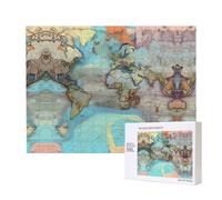 Poezjzw Puzzles For Adults 500 Pieces Suitable For Family Leisure And Improving Hands-On Ability Cartoon World Map Pattern
