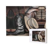 Poezjzw Puzzles For Adults 500 Pieces Suitable For Family Leisure And Improving Hands-On Ability Cowboy Black Hat Western Boots Pattern
