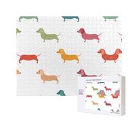 Poezjzw Puzzles For Adults 500 Pieces Suitable For Family Leisure And Improving Hands-On Ability Cute Dachshound Dogs Pattern