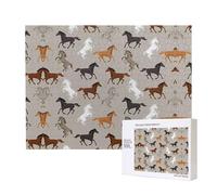 Poezjzw Puzzles For Adults 500 Pieces Suitable For Family Leisure And Improving Hands-On Ability Cute Horse Pattern